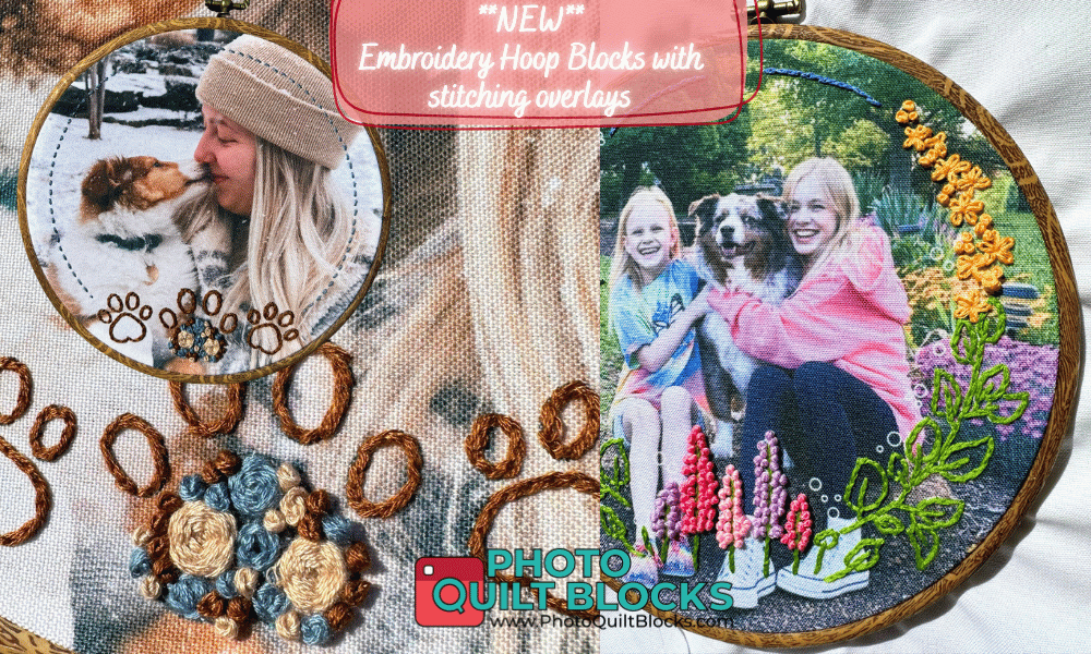 Photo quilt blocks embroidery frame art