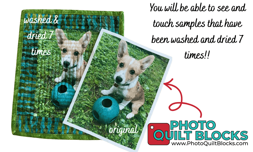 samples of photo quilt blocks that have been washed and dried 7 times