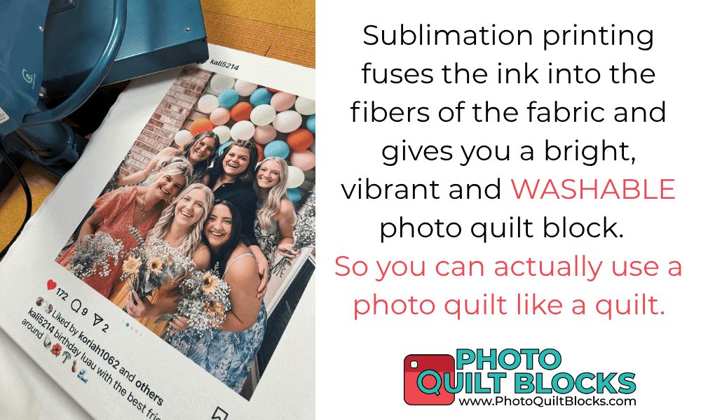 photo of sublimation printing for photo quilt blocks
