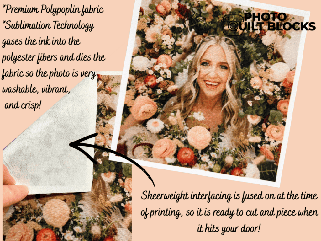 sample showing interfacing on the back of the photo block