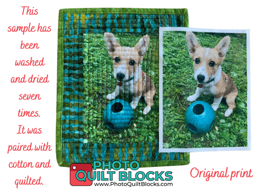 samples of washed and dryed photo quilt blocks